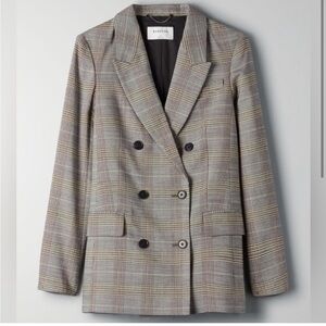 Babaton Gray Double-Breasted Blazer